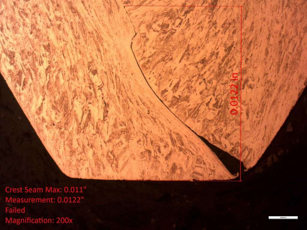 Thread Crest Defect Shapes Metallographic Testing - Superior Thread Rolling Company
